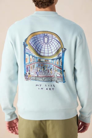 sweater met backprint lichtblauw
