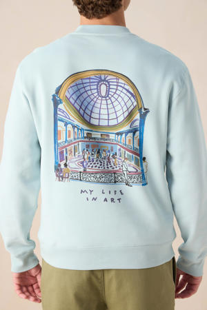 sweater met backprint lichtblauw
