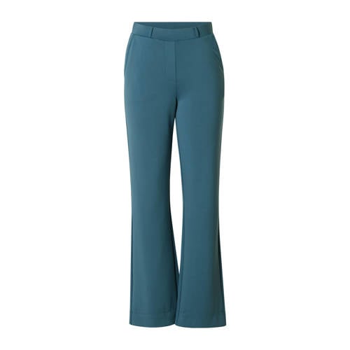 Yest Curve travelstof high waist flared broek petrol afbeelding