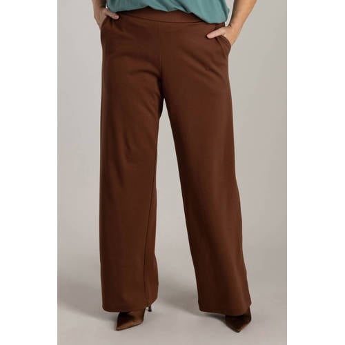 Yest Curve wide leg high waist broek bruin afbeelding
