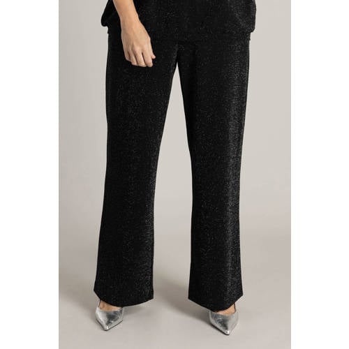 Yest Curve regular waist broek zwart met glitter afbeelding