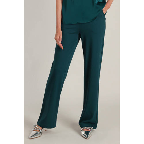 Yest wide leg high waist broek petrol afbeelding