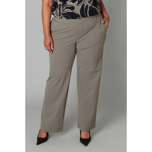 Colletta rechtvallend regular waist broek olijfgroen afbeelding