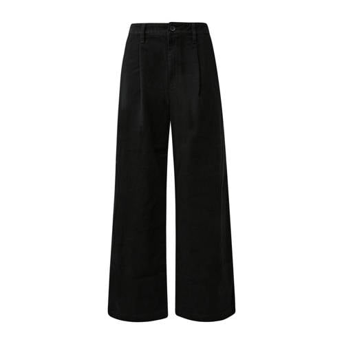 QS wide leg high waist casual broek zwart afbeelding