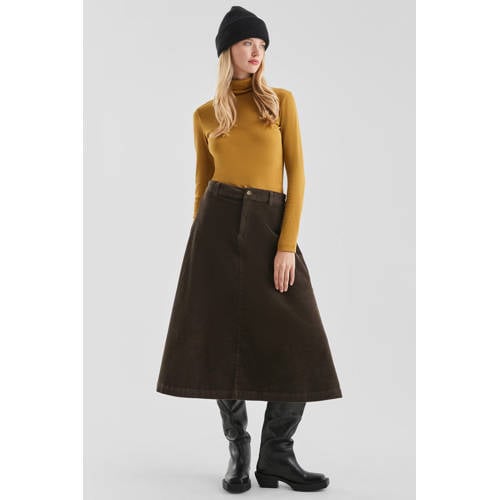 QS midi rok donkerbruin afbeelding