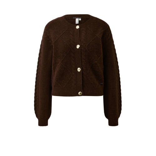QS vest met wol donkerbruin afbeelding