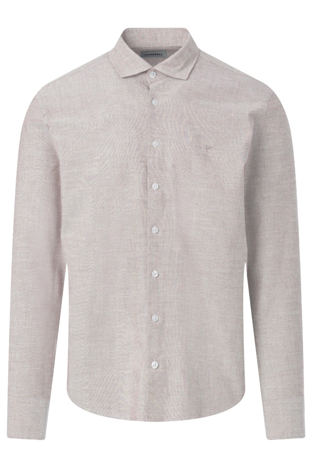 Zandkleurige heren Campbell regular casual overhemd van katoen met melée print, lange mouwen, klassieke kraag en knoopsluiting