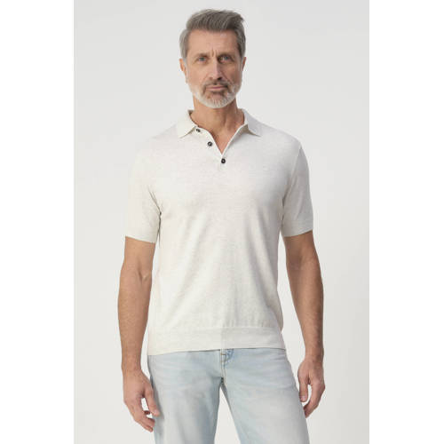 Campbell regular polo ecru fijn gebreid afbeelding