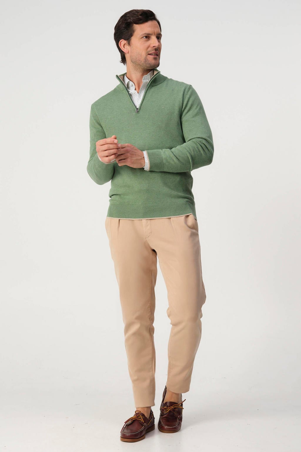 Campbell pullover fijn gebreid groen