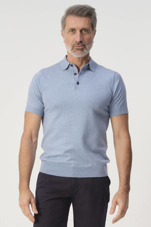 regular polo lichtblauw fijn gebreid
