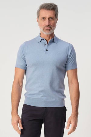 regular polo lichtblauw fijn gebreid