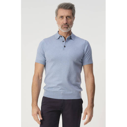 Campbell regular polo lichtblauw fijn gebreid afbeelding