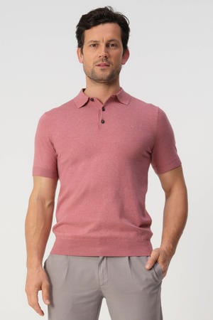 regular polo roze fijn gebreid