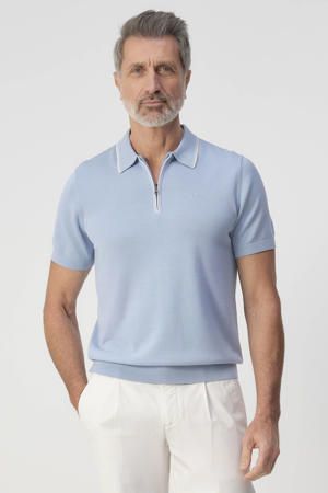 regular polo lichtblauw fijn gebreid