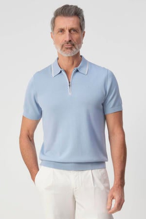 regular polo lichtblauw fijn gebreid