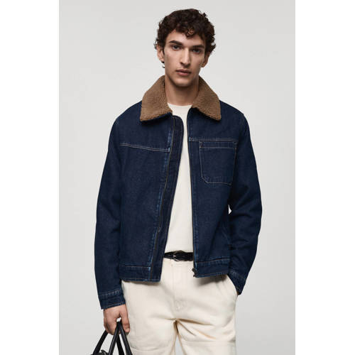 Mango Man denim teddy spijkerjas blauw afbeelding