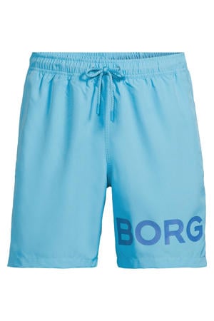 zwemshort met logo lichtblauw