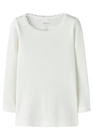 longsleeve rib gebreid wit