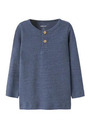 longsleeve staalblauw
