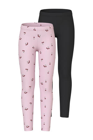 legging NKFVIVIAN - met all over print roze/zwart (set van 2)