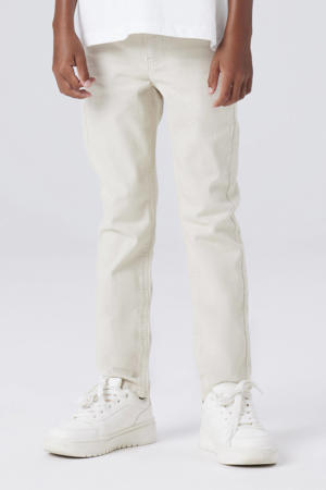 slim casual broek greige