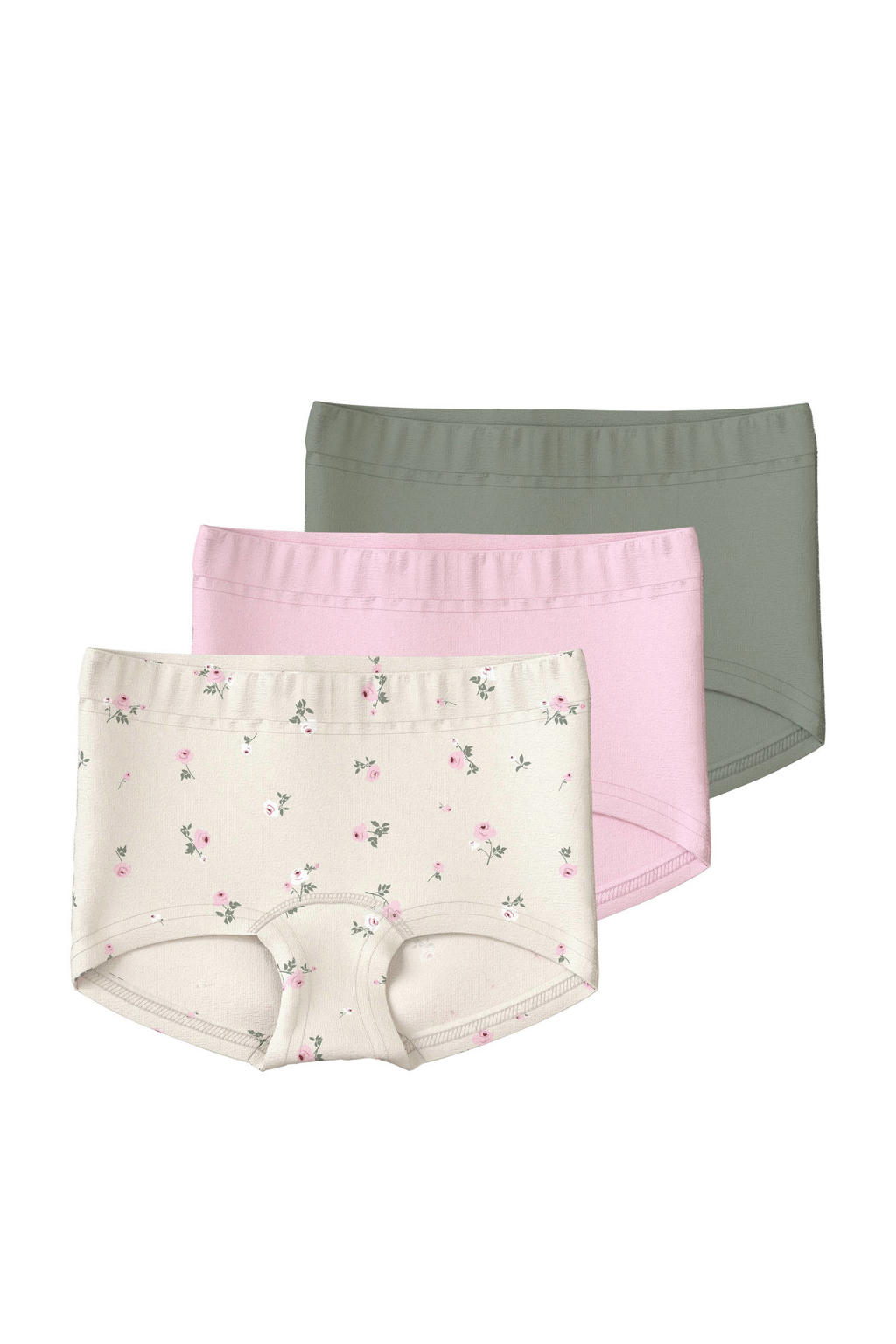 NAME IT MINI short - ecru/groen/roze (set van 3)