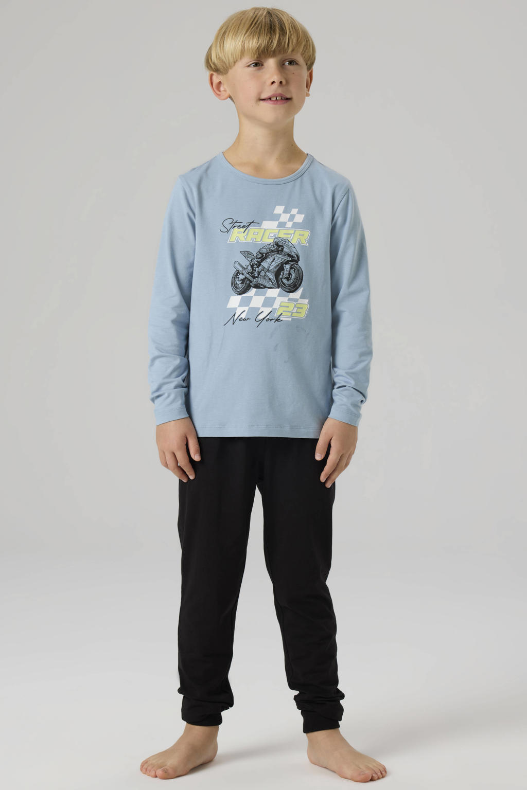NAME IT KIDS pyjama lichtblauw/zwart
