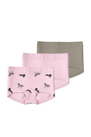 short - lichtroze/kaki (set van 3)