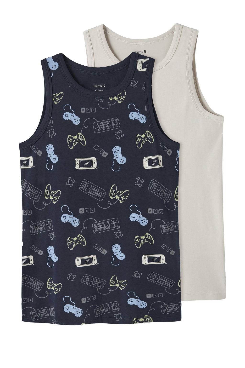 NAME IT KIDS hemd - donkerblauw/ecru (set van 2)