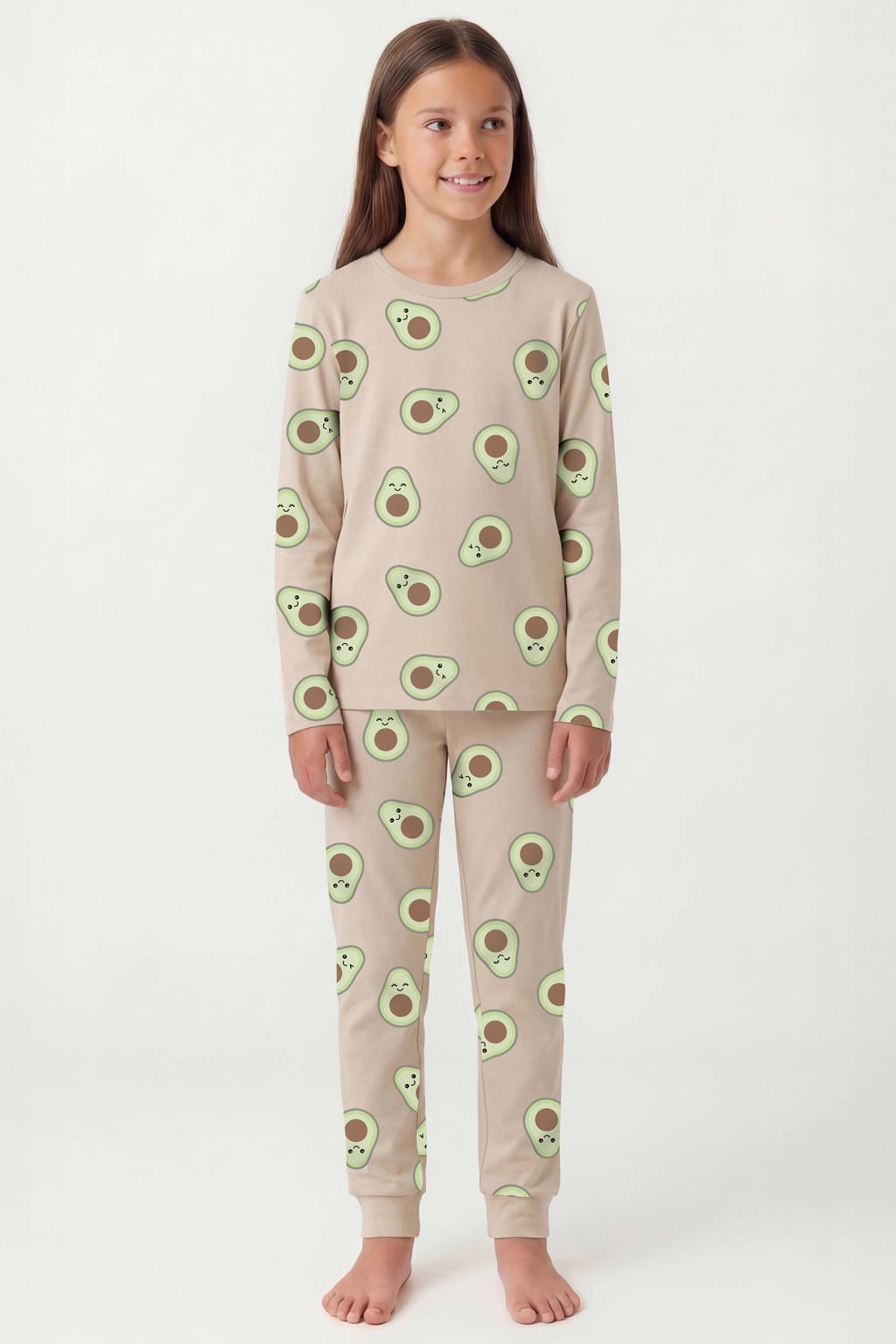 NAME IT KIDS pyjama met all over print beige/groen
