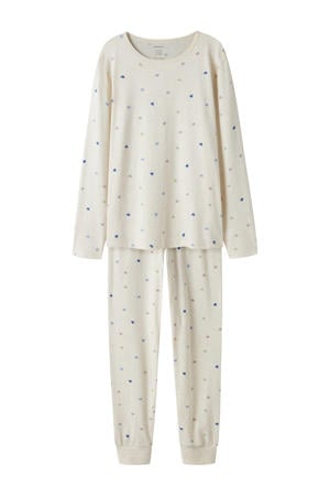 pyjama met hartjes print ecru