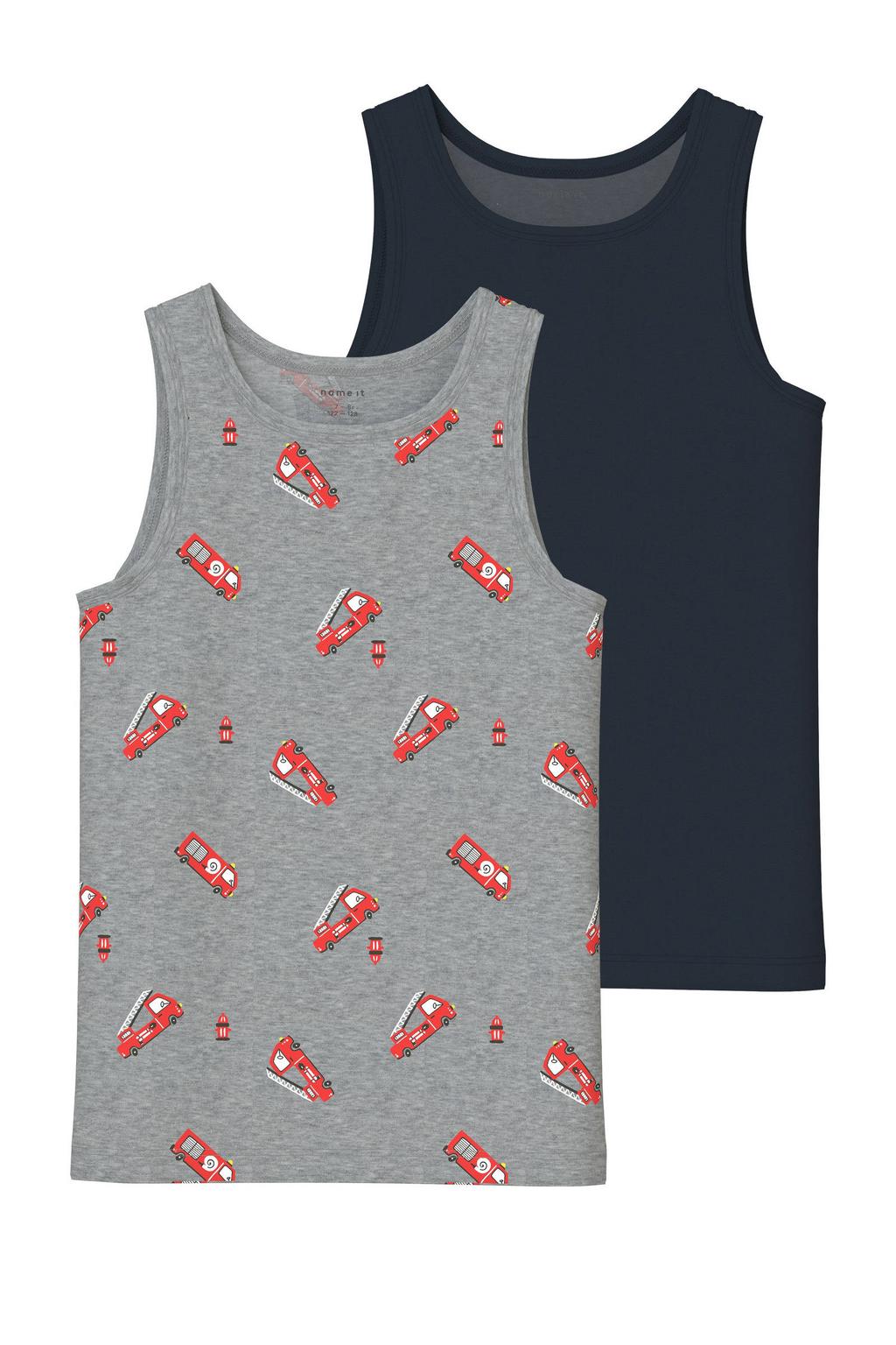 NAME IT MINI hemd - grijs/zwart (set van 2)