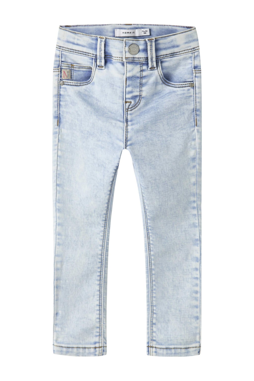 Light blue denim meisjes NAME IT MINI skinny jeans van stretchkatoen met regular waist, rits- en drukknoopsluiting en effen