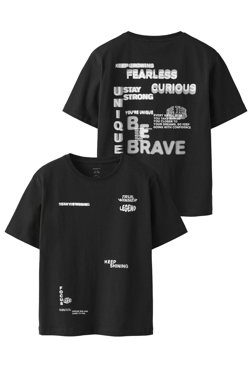 NAME IT KIDS T-shirt met backprint zwart