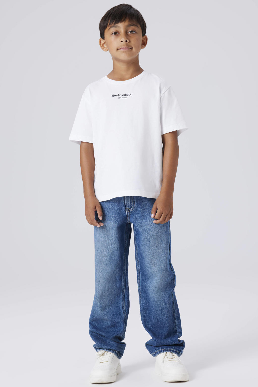 Medium blue denim jongens NAME IT KIDS loose fit jeans van denim met effen