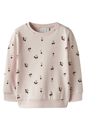 sweater met kersenprint lichtroze
