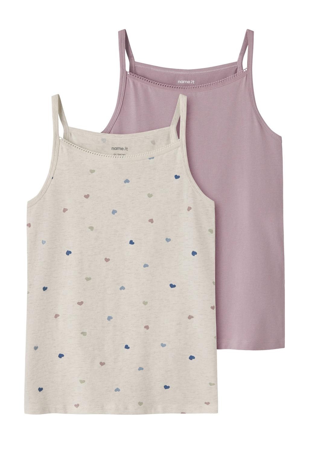 NAME IT KIDS singlet - ecru/roze (set van 2)