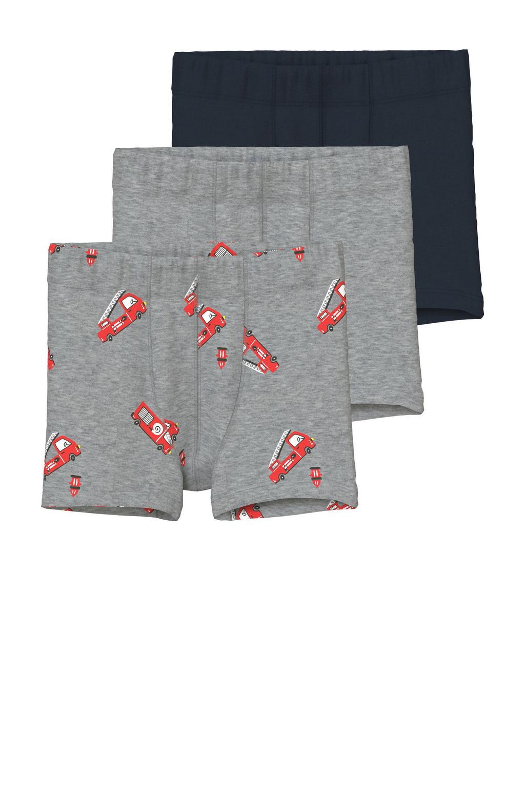 NAME IT MINI boxershort - grijs melange/zwart (set van 3)