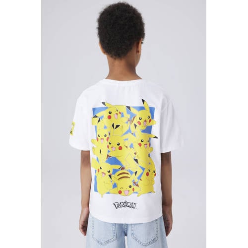 NAME IT KIDS Pokemon T-shirt met backprint wit afbeelding