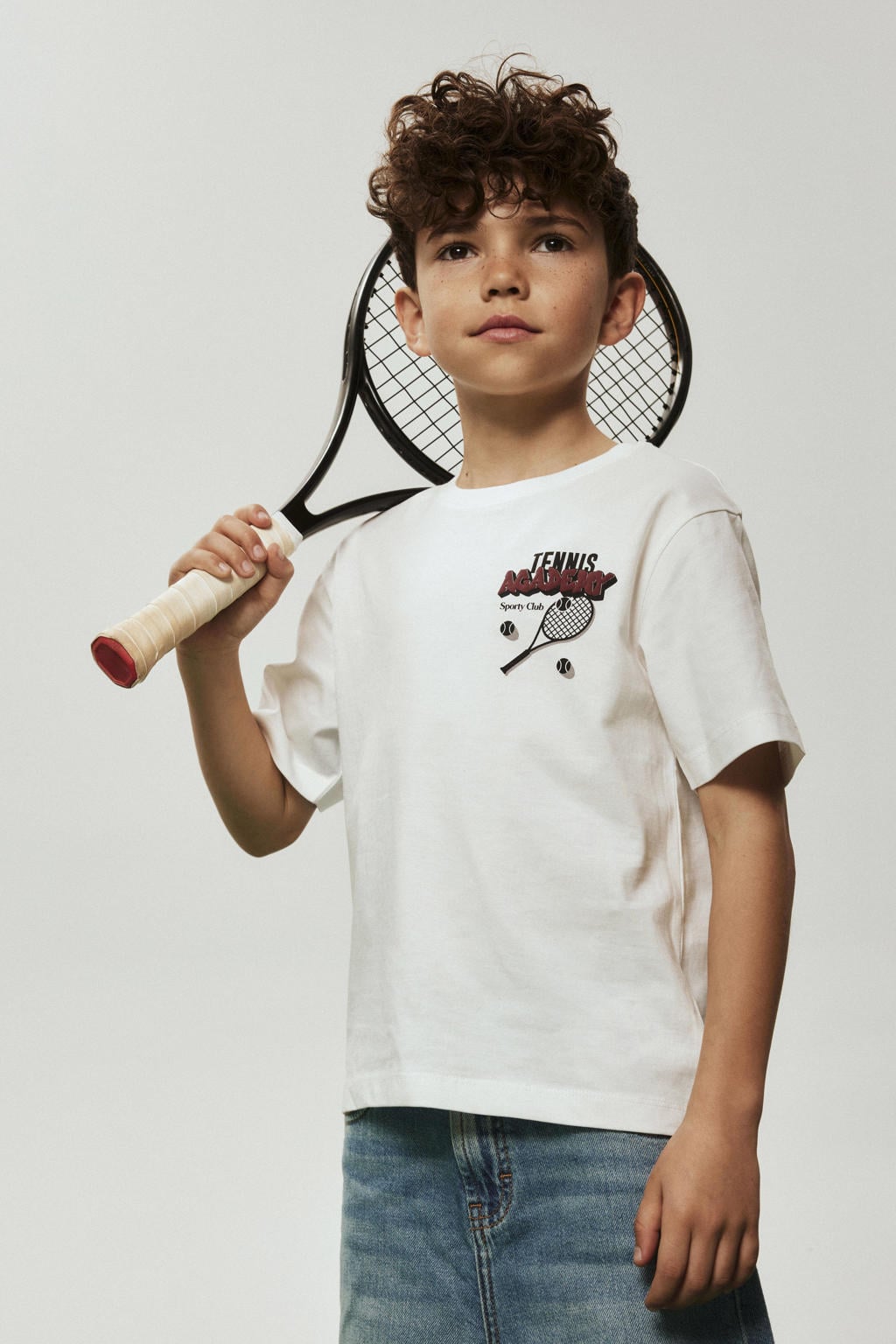 Witte jongens NAME IT KIDS T-shirt van katoen met backprint, korte mouwen en ronde hals