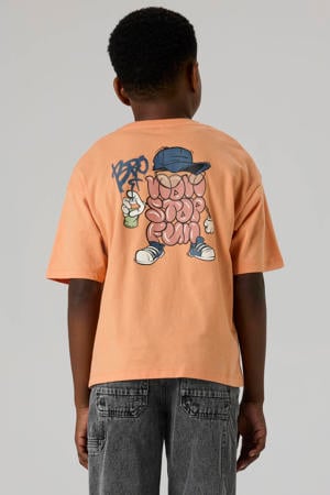 T-shirt met backprint oranje