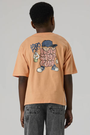 T-shirt met backprint oranje