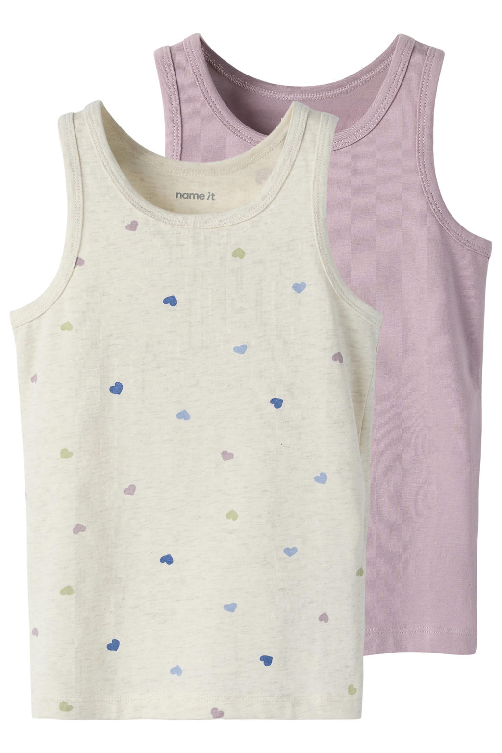 NAME IT MINI hemd - ecru/roze (set van 2)