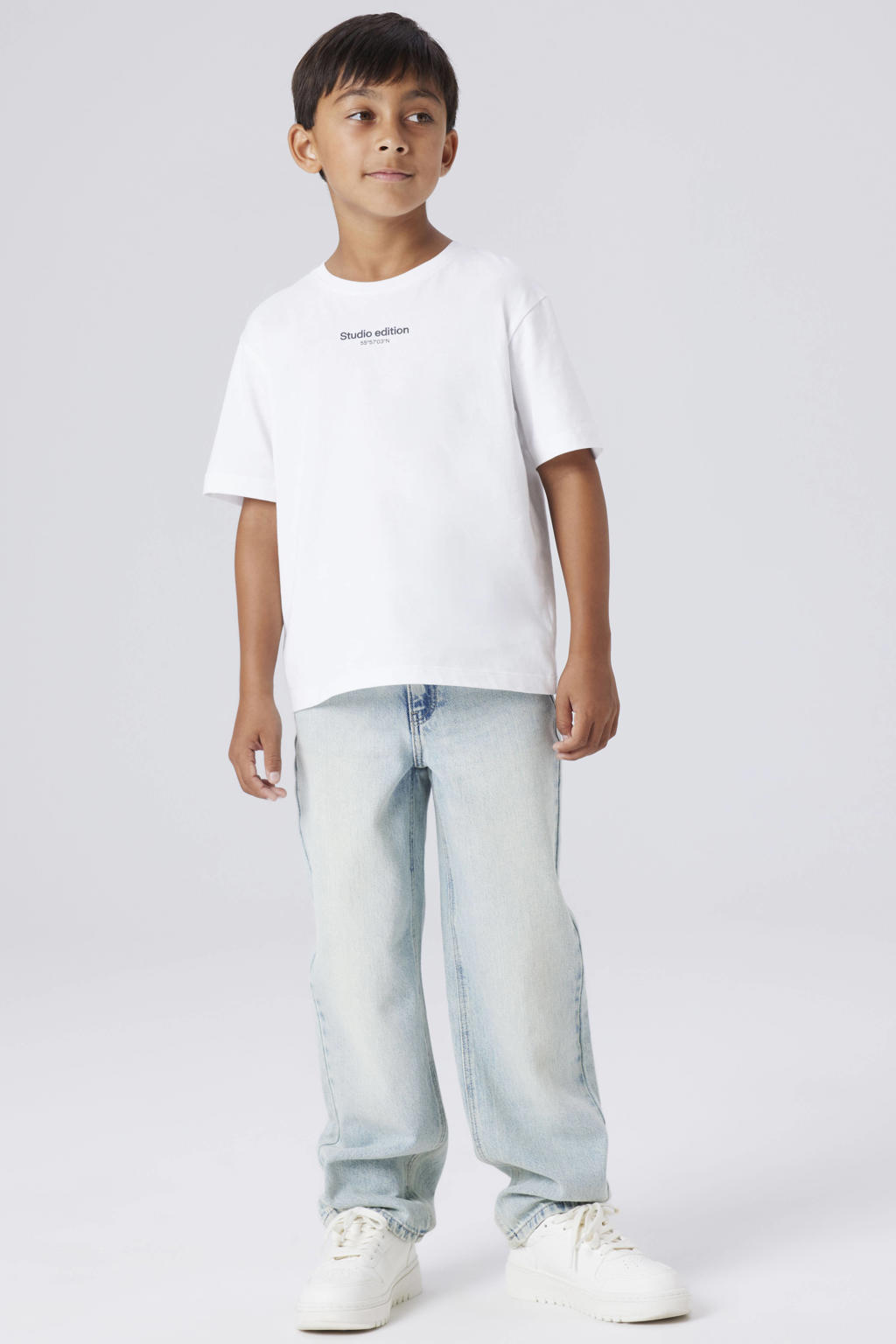 Light blue denim jongens NAME IT KIDS loose fit jeans vintage van katoen met effen