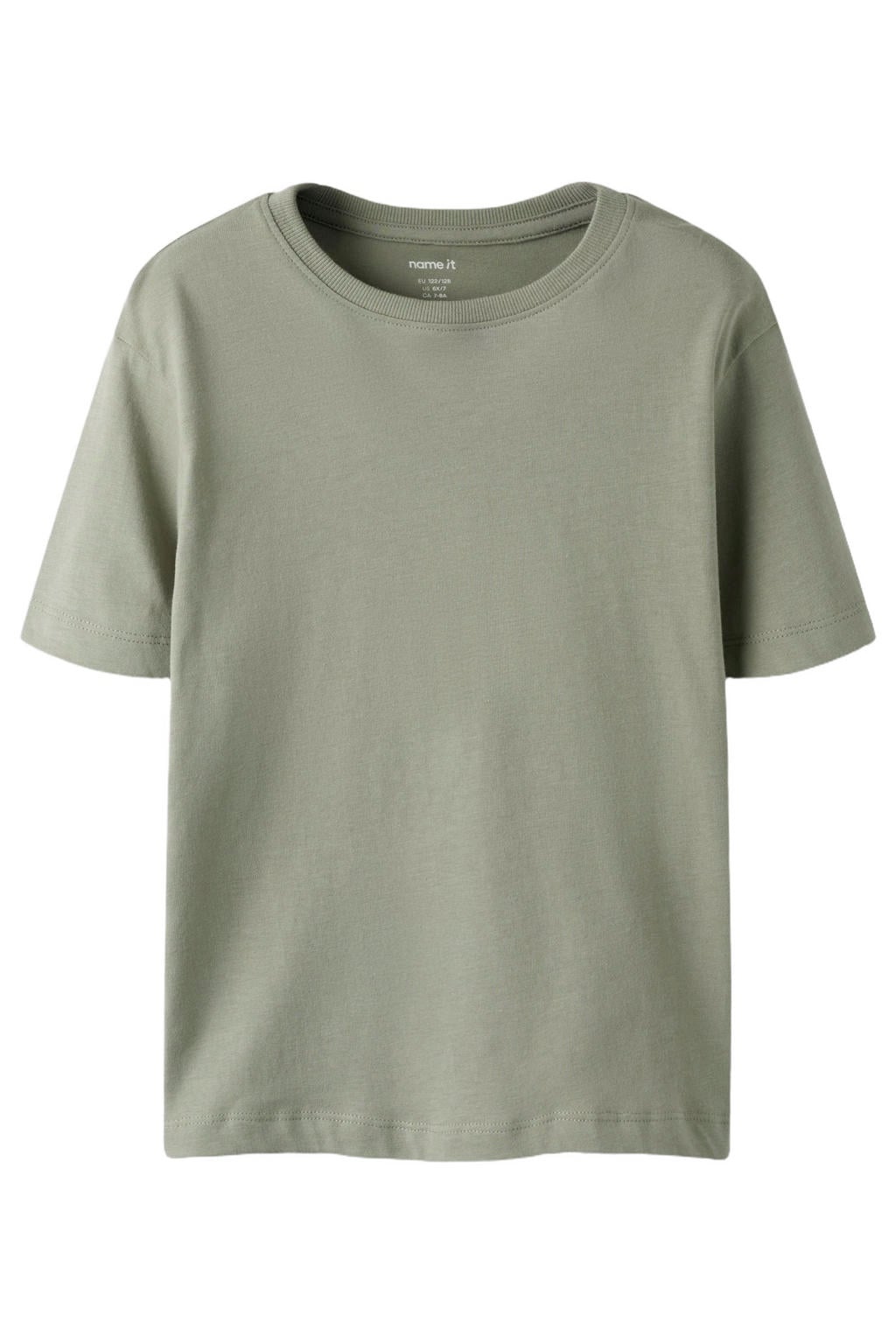 Grijze jongens NAME IT KIDS T-shirt van katoen met effen, korte mouwen en ronde hals