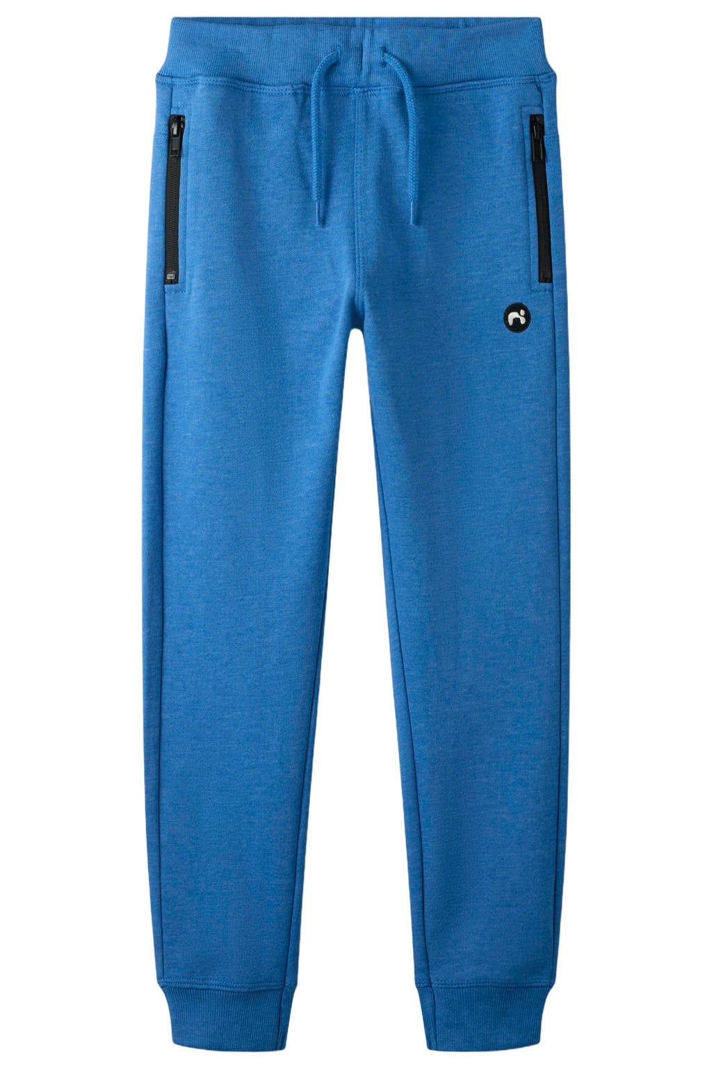 Blauwe jongens NAME IT KIDS regular fit joggingbroek hard van sweat materiaal met effen