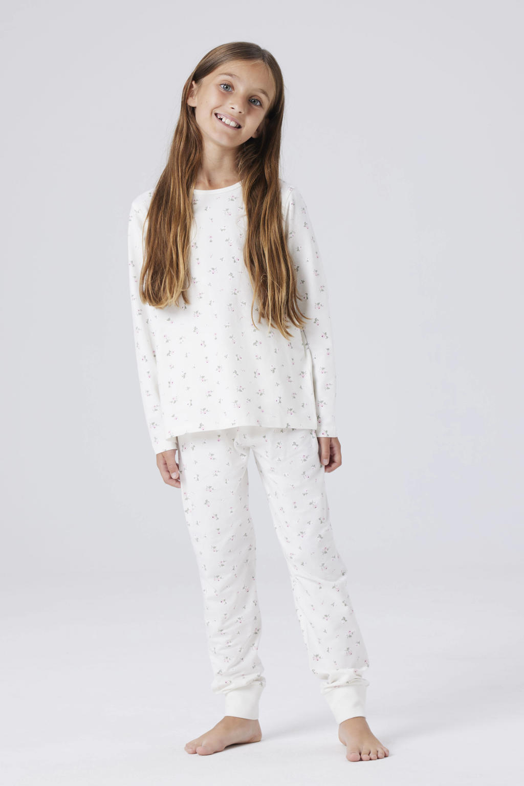 NAME IT KIDS pyjama met bloemen print ecru