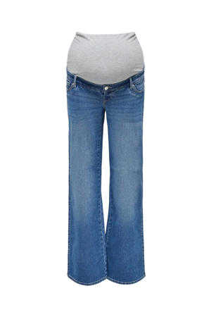 high waist zwangerschaps wide leg jeans medium blue denim