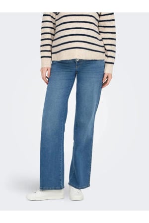 high waist zwangerschaps wide leg jeans medium blue denim