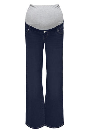 low waist zwangerschaps wide leg jeans dark blue denim